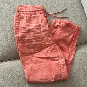 Athleta linen joggers coral size 4